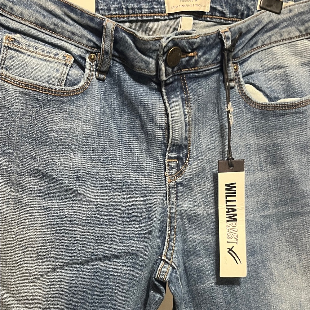 William Rast Blue Flare Jeans with Frayed Hem - Picture 8 of 11